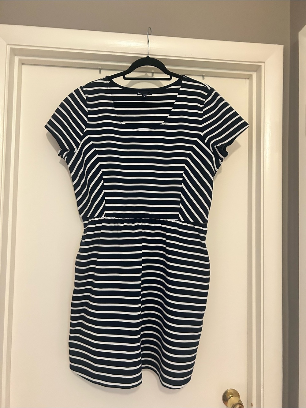 GAP Navy and White Striped Short Sleeve Dress